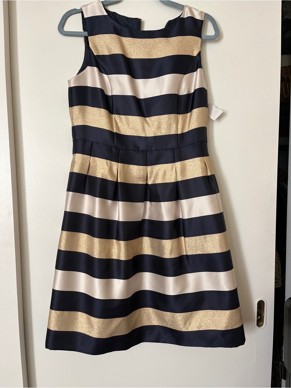Tommy Hilfiger Navy, Gold & Cream Striped Fit-and-Flare Dress